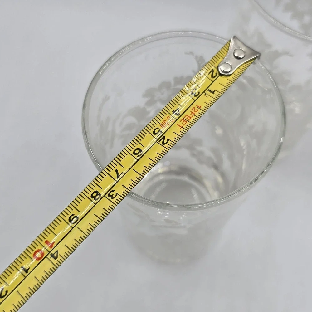 Lot‎ Of 3 Libby White Flower Design Drinking Glasses Tumbler Set